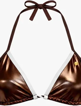 Top de bikini triángulo bronze metalizado + - Quelton - FashionsVida