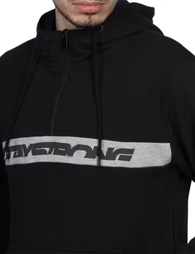 Felpa Con Cappuccio Cut Stripe 1/ Zip Black / Grey - Stay Strong - FashionsVida