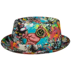 Fantasy Print Pork Pie Linen Hat by - mixed colours - Female - Size: XL (60-61 cm)