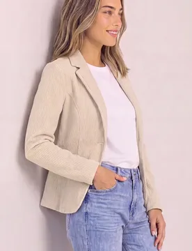 Blazer aus Cord mit Reverskragen und Knöpfen female Beige - Street One - FashionsVida