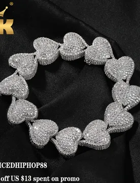 THE BLING KING Heavy Heart Bracelet Micro Paved Out Cubic Zirconia Link Best Gift For Women Girl Hiphop Jewelry - Aliexpress - FashionsVida
