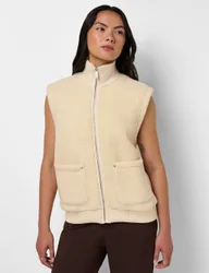 Plush Fleece Ribbed Gilet Soft White female