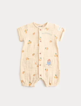 Pure Cotton Paddington™ Romper (0-24 Mths) Brown Mix unisex - M&S - FashionsVida