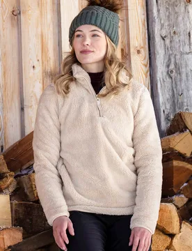 Teddy Womens Half-Zip Fleece - Beige - Beige - Size: 18 - Mountain Warehouse - FashionsVida