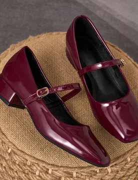 Zapatos de tacón Mary Jane color café marrón con punta cuadrada, vamp bajo, tacón de bloque de 3cm, para trabajo profesional, desplazamientos, reu - Shein - FashionsVida