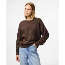 Sudadera lisa de cuello redondo de mujer