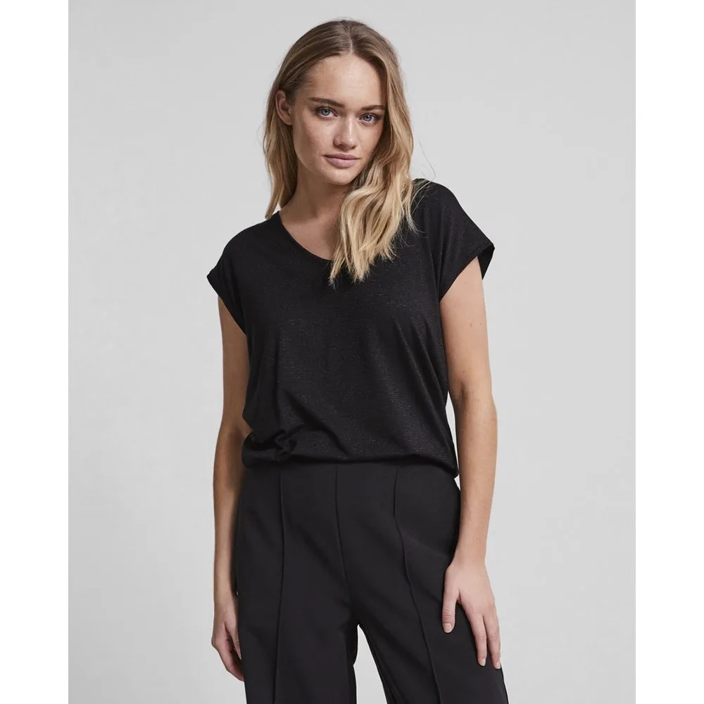 Top de mujer básico manga corta cuello pico - Pieces - FashionsVida
