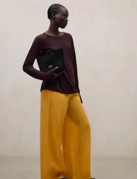 Pantalón ancho de mujer de lino con cintura elástica - Ecoalf - FashionsVida