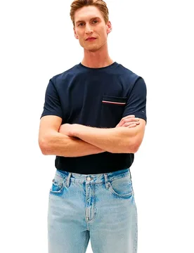 T-shirt à Manches Courtes Global Stripe Pique Pocket Desert Sky XL - Tommy hilfiger - FashionsVida