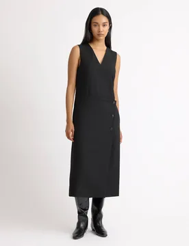 V-Neck Midi Tailored Wrap Dress Black female - Albaray - FashionsVida