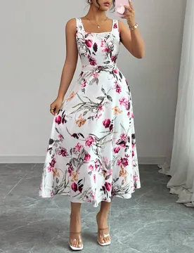 Pieza Vestido elegante de moda para mujer con estampado y cintura ajustable L - Shein - FashionsVida