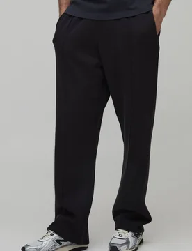 Herren Gerade Geschnittene Jogginghose Mit Biesen In Gewaschener Optik Black Größe Small - boohooMAN - FashionsVida