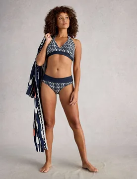 Printed Reversible Roll Top Bikini Bottoms Navy Mix female - White stuff - FashionsVida