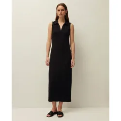 Vestido midi liso con cuello polo