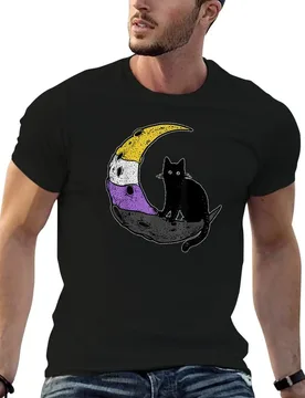 Nonbinary Moon Space Cat LGBT Pride with NB Non-Binary Flag T-Shirt customs anime shirt black t-shirts for men - Aliexpress - FashionsVida