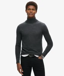 Superdry Herren Merino Rollkragenpullover Dunkelgrau - Größe: S