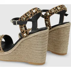 Sandalias de plataforma de mujer en piel efecto animal print