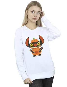 Women's Lilo & Stitch Pumpkin Costume Sweatshirt in White Size: 2XL - White - Size: 2XL - Disney - FashionsVida