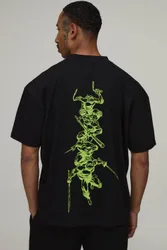 Herren Übergroßes Ninja Turtles Wirbelsäulen-Lizenz-Print Oberteil Black Größe XS