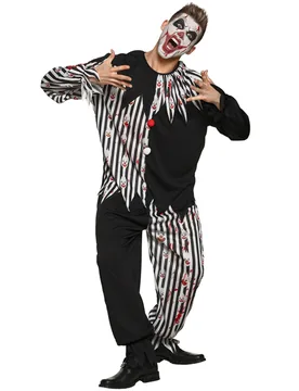 Blutiges Clown-Kostüm für Herren Halloween-Kostüm schwarz-weiss - male - BOLAND BV - FashionsVida