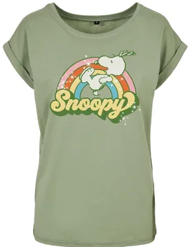 T-Shirt - Snoopy - Retro Rainbow - S - für Damen - Größe S - grün - EMP exklusives Merchandise! - Frauen - female - Peanuts - FashionsVida
