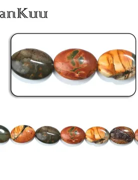 ManKuu Natural Stone Picasso Red Turquoise Beads Flat Oval Shape DIY Jewelry Accessories Things to do Aesthetic Bracelets 10PCS - Aliexpress - FashionsVida