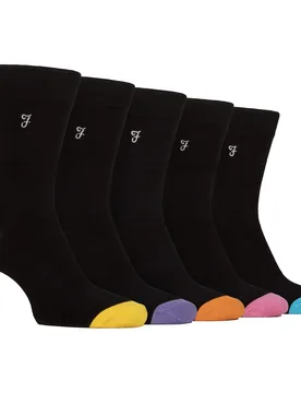 Pack Mens Bamboo Patterned Socks - Soft Breathable Stylish Everyday Comfort - Black - Size Uk 6-11 - Farah - FashionsVida