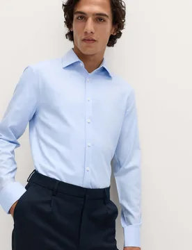 Ultimate Extra Slim Non Iron Pure Cotton Shirt Light Blue male - M&S - FashionsVida