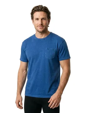 T-shirt à Manches Courtes Cotton Classic Linen Pocket Serge Blue XL - Superdry - FashionsVida
