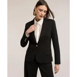 Blazer de mujer de un botón con forro interno a rayas