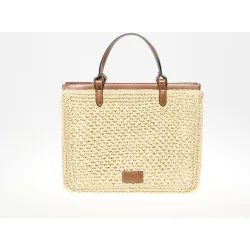 Bolso rafia natural cuadrado