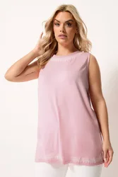 Women's Embroidered Vest Top in Baby Pink Size: 18 - Baby Pink - Size: 18