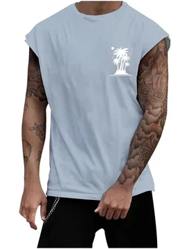 Summer Knitted Vertical Stripe Fitness Tank Shirt Men'S Loose Size Trendy Sleeveless Casual Home T Men T Shirts Graphic Design - Aliexpress - FashionsVida