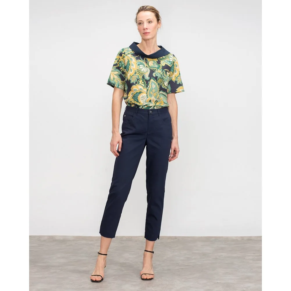 Pantalón de mujer recto con transfer en bolsillos traseros - Lasserre - FashionsVida