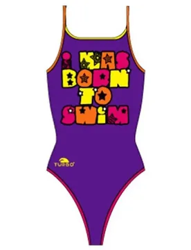 Was Born To Swim Thin Strap Swimsuit Violet 7-8 Years Girls - TURBO - FashionsVida
