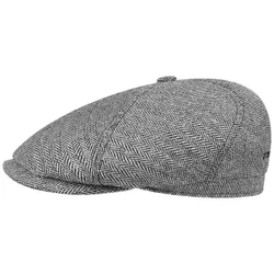 Milner Silk Flat Cap by - black-white - Herren - Size: 58 cm
