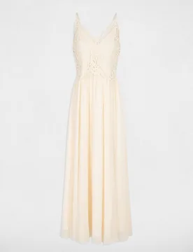 Vestido largo con detalle de encaje - Morgan - FashionsVida