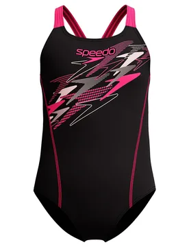 Medley Logo Medalist Swimsuit Anthracite / Margarita Pink 15-16 Years Girls - Speedo - FashionsVida