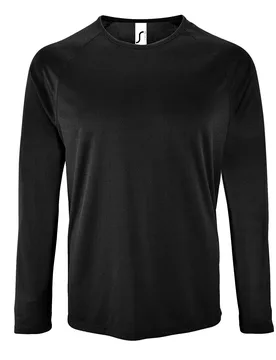 Mens Sporty Long Sleeve Performance T-Shirt (Black) - Size X-Large - SOLS - FashionsVida