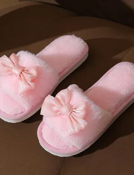 Pantuflas de mujer con lazo y punta abierta, cómodas zapatillas de casa, ligeras, antideslizantes, adecuadas para primavera, otoño, todas las estaci - Shein - FashionsVida