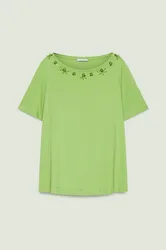 T-shirt ricamata donna verde