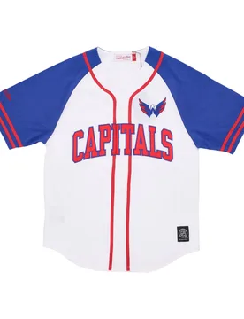 Casacca Bottoni Uomo Nhl Practice Day Button Front Jersey Wascap White - Mitchell & Ness - FashionsVida