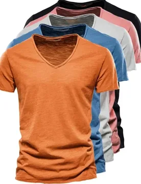 New 100% Cotton Men T Shirt Tops V Neck Thin Short Sleeve Tees High Quality Men's Fashion Fitness Hot T-shirt For Men Size S-5XL - Aliexpress - FashionsVida