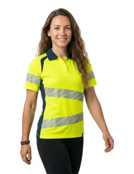 Polo à Manches Courtes Accelerate Safe 19093 Hi-Vis Yellow / Dark Petroleum 4XL - MASCOT - FashionsVida
