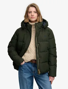 Water Resistant Hooded Relaxed Puffer Jacket Green female - Superdry & Co - FashionsVida