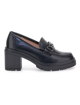 Mocassini neri con tacco e morsetto P634 37 - FIRST LADY - FashionsVida