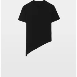 Zadig & Voltaire - Camiseta de mujer asimétrica de manga corta de algodón con pedrería