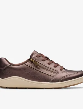 Womens Bryianne Bayla Bronze Metallic Trainers - Size 4.5 Wide Fit (Uk Shoe) - Clarks - FashionsVida