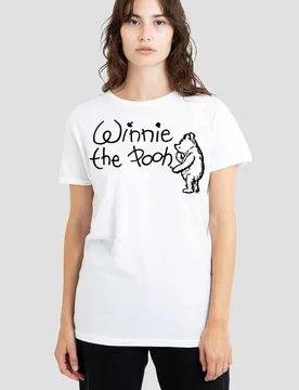 Women's Winnie The Pooh Classic Pooh Logo T-Shirt, White Size: Large - White - Size: L - Disney - FashionsVida
