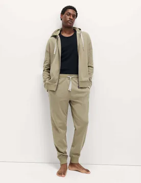 Cotton Rich Zip Up Hoodie Neutral male - M&S - FashionsVida
